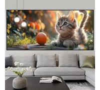Diamond Painting Niños Lindo Pintura Diamante Gato Cuadros de Diamantes Principiantes Puzzle Kits DIY 5D Rhinestones Cristal Bordado Punto de Cruz Pintar por Numeros Adultos, Decoración 80x160cm z530f