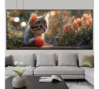 Diamond Painting Niños Lindo Pintura Diamante Gato Cuadros de Diamantes Principiantes Puzzle Kits DIY 5D Rhinestones Cristal Bordado Punto de Cruz Pintar por Numeros Adultos, Decoración 70x140cm z468f
