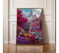 Diamond Painting Niños MontañA Lobo Pintura Diamante Punto de Cruz Kit Completo, Principiantes Cuadros Diamantes Kit, DIY Manualidades para Adultos, Decoración Hogar Regali 30x40CM PjY10677 X-N