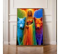 Diamond Painting Niños Mujer Lobo Pintura Diamante Punto de Cruz Kit Completo, Principiantes Cuadros Diamantes Kit, DIY Manualidades para Adultos, Decoración Hogar Regali 80x110CM PjY9229 7-6