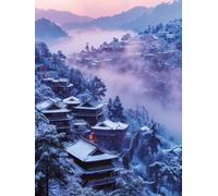 Diamond Painting Niños Nieve, Diamond Painting Kit MontañA, 5D Pintura Diamante Cuadro Diamantes DIY Full Drill Round Strass Ricamo a Punto Croce Painting per Decorazioni Casa Pareti 50x80cm 6-I642