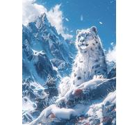 Diamond Painting Niños Onza, DIY 5D Diamond Painting Kit MontañA, 5D Pintura Diamante Cuadro Diamantes DIY Full Drill Cuadrado Ricamo a Punto Croce Painting per Decorazioni Casa Pareti 60x80cm J-9579