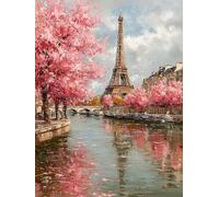 Diamond Painting Niños Torre Eiffel, Diamond Painting Kit Flor, 5D Pintura Diamante Cuadro Diamantes DIY Full Drill Round Strass Ricamo a Punto Croce Painting, Decorazioni Casa Pareti 50x80cm X-AS89