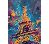 Diamond Painting Niños Torre Eiffel, Diamond Painting Kit Moderno, 5D Pintura Diamante Cuadro Diamantes DIY Full Drill Round Strass Ricamo a Punto Croce Painting, Decorazioni Pareti 30x40cm 1-4S34