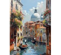 Diamond Painting Niños Venecia, Diamond Painting Kit Flor, 5D Pintura Diamante Cuadro Diamantes DIY Full Drill Round Strass Ricamo a Punto Croce Painting per Decorazioni Casa Pareti 60x90cm H-NU82