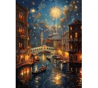 Diamond Painting Niños Venecia, Diamond Painting Kit RíO, 5D Pintura Diamante Cuadro Diamantes DIY Full Drill Round Strass Ricamo a Punto Croce Painting per Decorazioni Casa Pareti 30x40cm 4-R783