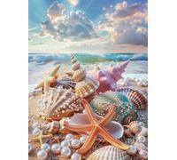 Diamond Painting Océano 5D Diamond Painting Adultos Caparazón Pintura Diamante Manualidades Bordado de Punto de Cruz Kit Completo para Niños, DIY Cristal Art Kit, Decoracion Hogar 50x70cm G-1127