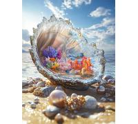 Diamond Painting Océano 5D Diamond Painting Adultos Caparazón Pintura Diamante Manualidades Bordado de Punto de Cruz Kit Completo para Niños, DIY Cristal Art Kit, Decoracion Hogar 40x60cm G-1126
