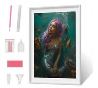 Diamond Painting OcéAno Mujer Pintura de Diamante para Adultos y Niños, Diamond Painting Kit Completo Accesorios DIY 5D Cuadro Punto de Cruz Bordados Manualidades Decoracion Pared 50x70CM PJY1 2-B