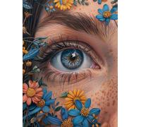 Diamond Painting Ojo, 5D DIY Diamond Painting Adultos Flor, Pintura de Diamante Manualidades Adultos, Punto de Cruz Cristal Cuadros de Diamantes Kit, Decoración De Pared Del Hogar, 40x50cm 0-3606