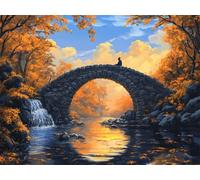 Diamond Painting Otoño 5D Diamond Painting Adultos Puente Pintura Diamante Manualidades Bordado de Punto de Cruz Kit Completo para Niños, DIY Mosaico Cristal Art Kit, Decoracion Hogar 50x70cm G-728