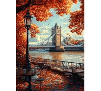 Diamond Painting OtoñO, 5D Diamond Painting Kit Londres, DIY Cuadro Diamantes Embroidery Kit Pintura Diamante Bordado Principiantes DIY Full Drill Cuadrado Pintura Decorazioni Pareti 60x90cm 7-2J12P