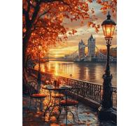 Diamond Painting OtoñO, 5D Diamond Painting Kit Londres, DIY Cuadro Diamantes Embroidery Kit Pintura Diamante Bordado Principiantes DIY Full Drill Cuadrado Pintura Decorazioni Pareti 60x90cm G-V213M
