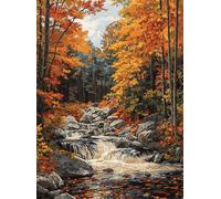 Diamond Painting Otoño, 5D Pintura de Diamante Kit Río Diamond art Painting Adultos, DIY Cuadro Diamantes Niños Manualidades Adultos Punto de Cruz Embroidery Set Decoracion Hogar Pared 15x20 cm Q4-970