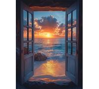 Diamond Painting Paisaje 5D Pintura de Diamante Océano Diamond Painting Kit Completo, Manualidades Adultos, DIY Redondo Taladro Pintura Diamante Para Cuadros Decoracion Salon Modernos 50x70cm X-646