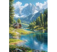 Diamond Painting Paisaje 5D Redondo Pintura de Diamante montañas DIY Adultos Manualidades, Punto de Cruz Puzzle Diamantes para Principiante Diamond Artpara Decoracion Modernos Del Hogar 90x120cm L-453