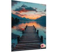Diamond Painting Paisaje Diamond Painting Adultos Atardecer Dibujos con Diamantes Kit 5D Pintura de Diamante Manualidades Adultos DIY Pintar con Diamantes Punto de Cruz para Decor Hogar 50x70cm A-21
