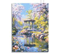 Diamond Painting Paisaje Diamond Painting Adultos Niños Kit Pabellón, Pintura Diamante Punto de Cruz 45x55cm, DIY 5D Cristal Bordado Cuadros, Pintura de Diamante Para Decoración De Pared Hogar z149f