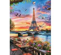 Diamond Painting Paisaje Pintura Diamante Adultos Torre Hierro Diamond Painting Kit Completo Niños Regalos 5D Manualidades Adultos Bricolaje Dibujo con Diamantes, para Decoración Pared 50x65cm F0-150