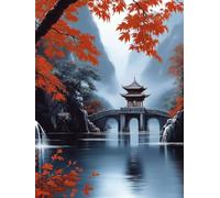 Diamond Painting Paisaje Pintura Diamante Arquitectura Diamond Painting Adultos Niños 5D Cristal Strass Punto de Cruz Puzzle de Diamantes Manualidades Decoración de Pared del Hogar 80x110cm 6a-155