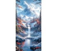 Diamond Painting Paisaje, Pintura Diamantes Niños Regalos, DIY Punto Diamante Cuadros Manualidades para Adultos, 5D Puzzle de Diamantes Invierno Cuadros en Punto de Cruz, Decor Home 50x100cm C5-327