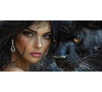 Diamond Painting Pantera Negra Grande Donna.70x140 cm, 5D Cuadro Manualidades adultos Diamante para Completo, Paisaje Diamond Art Kit para Niños, Rhinestones Bordado Punto de Cruz DIY Decor f0j-1061