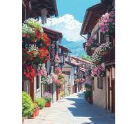 Diamond Painting para Adultos, 5D Villa Pintura de Diamante Kit Completo, Calle Dibujos con Diamantes, DIY Diamond Art Punto de Cruz Manualidades Adultos, para Decoración Hogar 50X70 cm H-6648