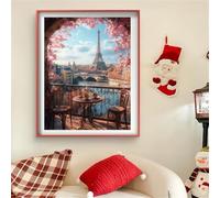 Diamond Painting París Diamond Painting Adultos Café DIY Cristal de Estrás Pintura por Manualidades, Kit de Punto de Cruz, Puzzle de Diamantes, Arts and Crafts Para Navidad Decoración 60x80cm J0-79