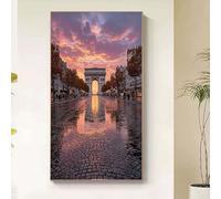 Diamond Painting París Diamond Painting Adultos, Pintura Diamante Arco del Triunfo Dibujos con Diamantes, DIY 5D Cristal Strass Punto de Cruz Manualidades Puzzle para Decoracion Hogar 50x100cm fr35-2y