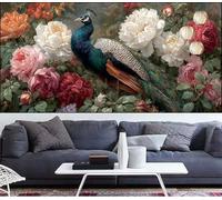 Diamond Painting Pavo Real Diamond Painting niños Flor Pintura Diamante de Bordado para Principiantes,DIY Pintura de Diamantes Kit Completo Cristal Puzzle,Kit Punto Cruz Adultos,Decor 40x100cm VQ-1125