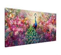 Diamond Painting Pavo Real, DIY Manualidades Adultos, Punto de Cruz Diamante Art Crafts Flor, Paint by Numbers Adult, Pintura Diamante Embroidery Kit, Cuadros Decoracion Salon Modernos 150x60cm W-62
