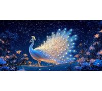 Diamond Painting Pavo Real Grande Animali70x140 cm, 5D Cuadro Manualidades adultos Diamante para Completo, Paisaje Diamond Art Kit para Niños, Rhinestones Bordado Punto de Cruz DIY Decoración f0j-1181