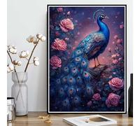 Diamond Painting Pavo Real Pintura Diamante Flores Diamond Painting Adultos 5D DIY Punto de Cruz Pintura de Diamante Manualidades Adultos para Decoracion Pared, Regalo Mujer 60x80cm -ly25082W7WH5N1