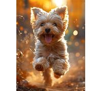Diamond Painting Perro, 50x70cm Kit Pintura de Diamante 5D Completa Kit, Bricolaje Bordado Punto de Cruz Diamond Painting por Números para Adultos Niños, Pintura Diamante Yorkshire, Decoracion Pared