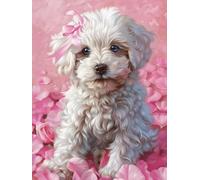 Diamond Painting Perro, 5D Diamond Painting Adultos Animal, DIY Manualidades Adultos, Dibujos con Diamantes Bordado Punto de Cruz Kit, Pintura de Diamante para Decoracion Hogar Regalo 100x135cm X-4861
