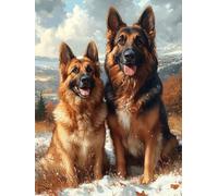 Diamond Painting Perro, 5D Diamond Painting Adultos Paisaje, DIY Manualidades Adultos Kit Punto de Cruz, Cuadro Diamantes Art Rhinestones Bordado Kit, para Decoración Hogar Regalo 60x70cm W-9741