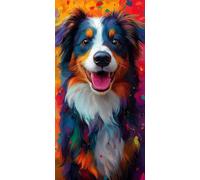 Diamond Painting Perro, 5D Diamond Painting Kit Animal, 5D Cuadro Diamantes Embroidery Kit Pintura Diamante Bordado Principiantes DIY Full Drill Round per Decorazioni Casa, Regalo 30x60cm 8-H8211F