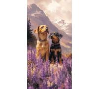 Diamond Painting Perro, 5D Diamond Painting Kit Lavanda, 5D Cuadro Diamantes Embroidery Kit Pintura Diamante Bordado Principiantes DIY Full Drill Round per Decorazioni Casa Pareti 70x140cm 5-726402