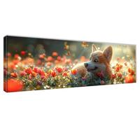 Diamond Painting Perro Diamond Painting Adultos Tulipán Cuadro Diamantes 5D, Pintura de Diamante, Kit de Manualidades para Adultos, DIY Cristal de Estrás Pintura para Decoración Pared 100x50cm 0R-511