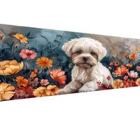 Diamond Painting Perro Diamond Painting Grande XXL 5D Flores (2) Kit Manualidades Adultos, DIY Punto de Cruz Cristal Art, Diamantes Redondos, Actividad Antiestrés Relax, Idea Regalo 90x180cm Y1-376