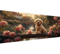 Diamond Painting Perro Diamond Painting Grande XXL 5D Rosa Kit Manualidades Adultos, DIY Punto de Cruz Cristal Art, Diamantes Redondos, Actividad Antiestrés Relax, Regalo Creativo Zen 80x160cm Y1-372