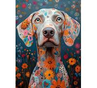 Diamond Painting Perro, DIY 5D Diamond Painting Kit Flor, 5D Pintura Diamante Cuadro Diamantes Kit Bordado Principiantes DIY Full Cuadrado Embroidery per Decorazioni Casa Pareti 60x90cm M-LG67