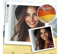 Diamond Painting Personalizado, Cuadros Personalizados con Foto, DIY Pintura Diamantes Embroidery Kit, Crea una Decoración Única con Fotos de Niños Pareja Mascota o Familia, Regalo Mujer 60x140cm b-7