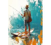 Diamond Painting Pesca, DIY 5D Diamond Painting Kit Sea, 5D Pintura Diamante Cuadro Diamantes Kit Bordado Principiantes DIY Full Drill Cuadrado Embroidery Decorazioni Casa, Regalo 50x80cm C-3A17