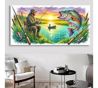 Diamond Painting Pez Diamond Painting Large XXL Bote, Pintura de Diamante Kit Manualidades Adultos, 5D Creart Embroidery Kit Punto de Cruz Pintura Diamante para Decoración Pared Hogar 90x180cm,Cod-546