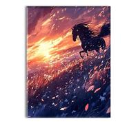 Diamond Painting Pferd Dämmerung Diamond Painting Erwachsene, DIY Kreuzstich Set für Basteln Erwachsene Full Drill Diamant Bilder Kristall Bastel Sets Deko Wohnzimmer Wand Geschenk 50x70cm P-q-6607