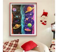 Diamond Painting Planeta Diamond Painting Adultos Cielo 5D Cristal de Estrás Pintura por Manualidades, Kit de Punto de Cruz, Puzzle de Diamantes, Arts and Crafts Para Navidad Decoración 30x50cm J0-125