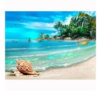 Diamond Painting Playa Azul,5D DIY Diamond Painting Kit Completo para Adultos Niños Bordado Punto de Cruz Cuadro Painting con Numeros para Hogar Pared Decoración Round Drill,30x50cm