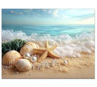 Diamond Painting Playa Diamond Painting Adultos, DIY Pintura de Diamante Estrella De Mar Principiantes Cuadros Diamantes 5D Mosaico Art Punto De Cruz Pintura Kit Pared Decoracion Hogar 70x50cm Y9-533