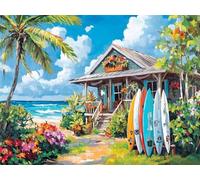Diamond Painting Playa Diamond Painting Adultos Manualidades Punto de Cruz Diamante Arte de Cristal Kit, 5D DIY Pintura de Diamante Niños Kit Completo para Decoración y Regalo 20x30cm Verano Z#-210